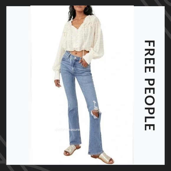 Free People Tops - NWT Free People Hailey Crop Long Sleeve Blouse